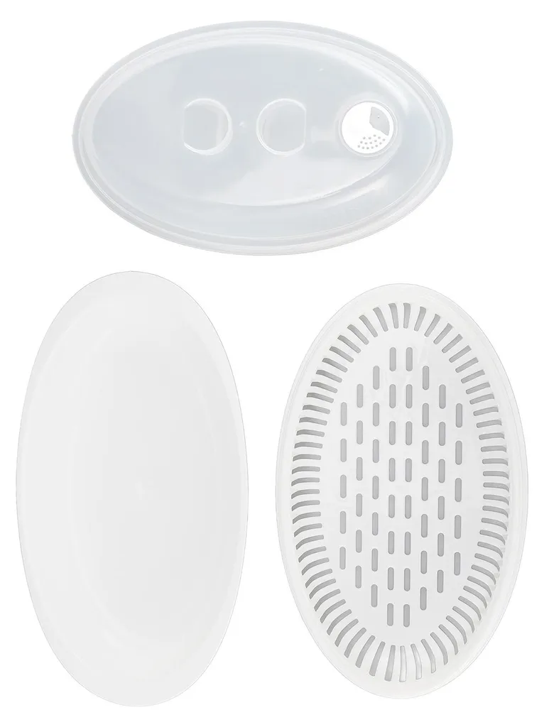 Plat à poisson avec couvercle micro-ondes - Récipient PP 30cm, Bleu