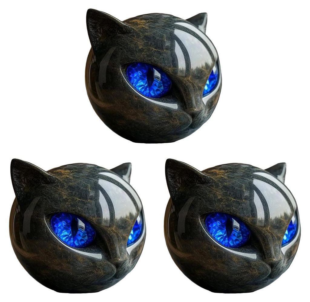 Mini-Katzenfigur aus Kunstharz, Katzenkopf, Sammlerstück, Heilstein mit Marmorstruktur, Katzenstein-Andenken, Geschenk für Katzenliebhaberinnen u...