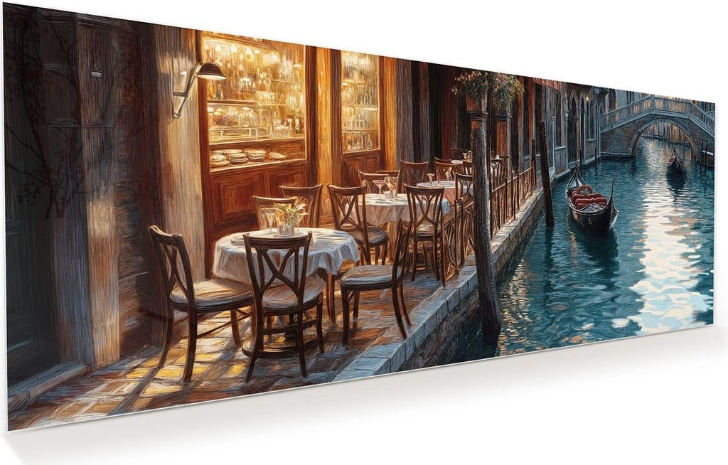 Glasbild 100x40cm in XXL für Wohnzimmer, Schlafzimmer Motiv Sonnenuntergang Venedig