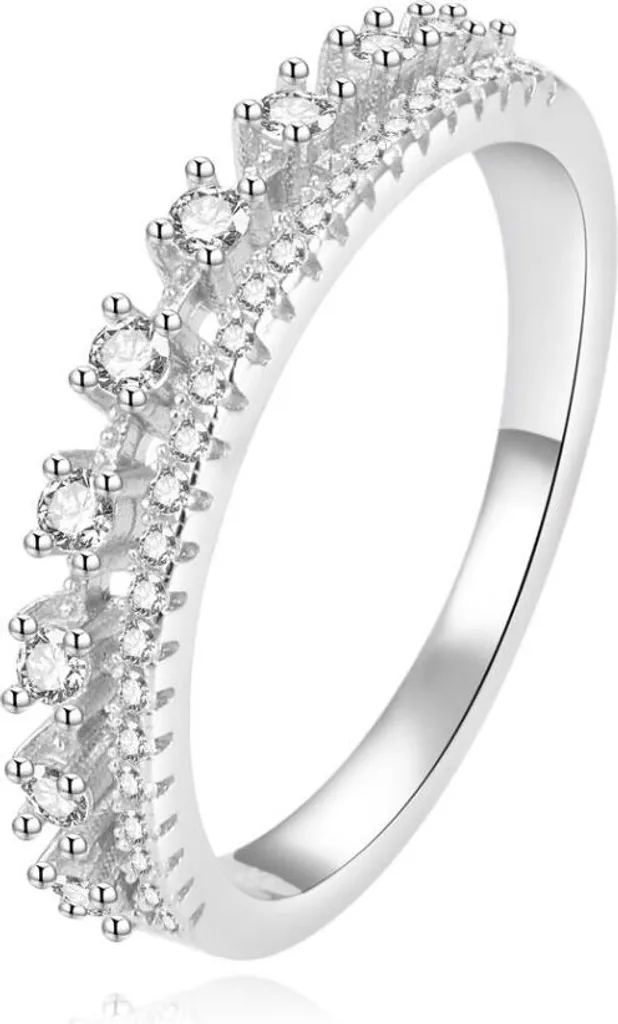 Bague en argent rhodié sertie de zircons clairs AGG409 diamètre 58