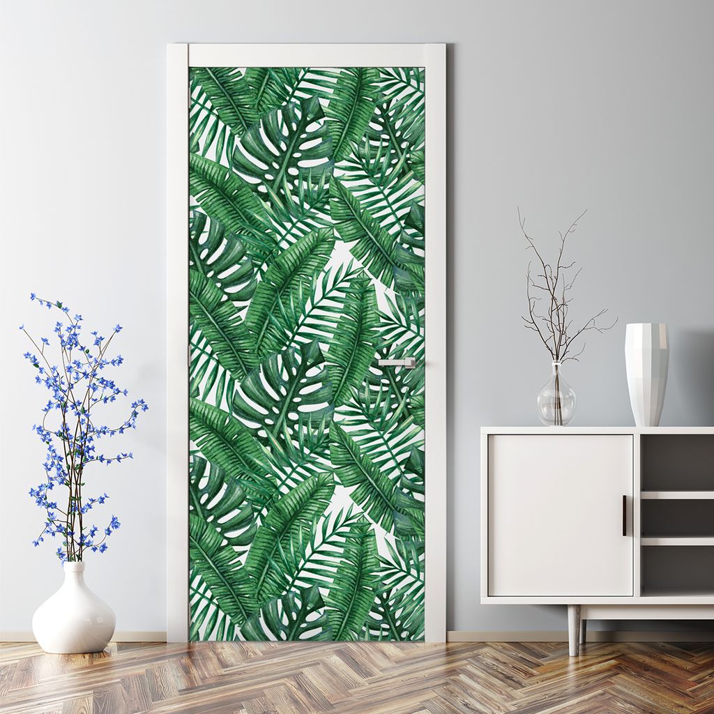 Dekorative selbstklebend Klebefolie Türtapete Türaufkleber Aufkleber Tropische Blätter 77 x 200 cm