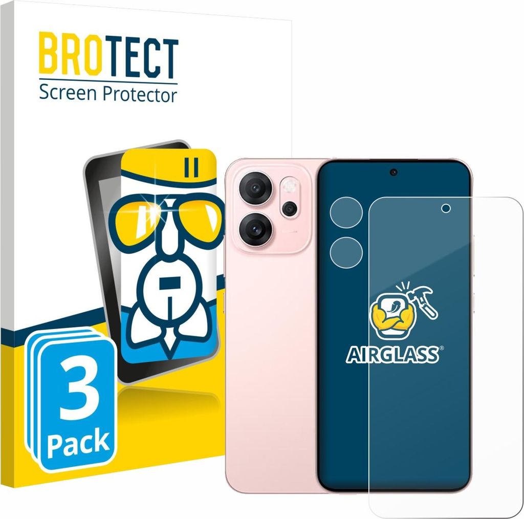 3x BROTECT Schutzglas für Oppo Reno 14 F (Display+Kamera) Schutzfolie Panzer Folie Glas Display Schutz klar