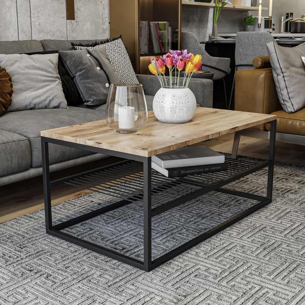 Skye Decor, Asude - Pine, Couchtische, KieferSchwarz, 95 x Produktbild 