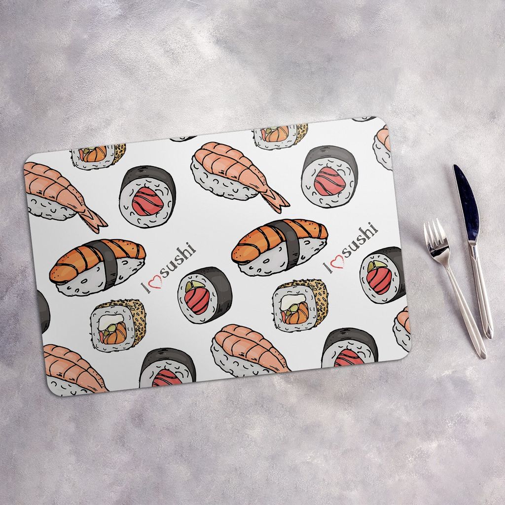 Tischset 4x45x30 cm Platzset Tischmatte Platzmatte Untersetzer - Sushi und Rollen