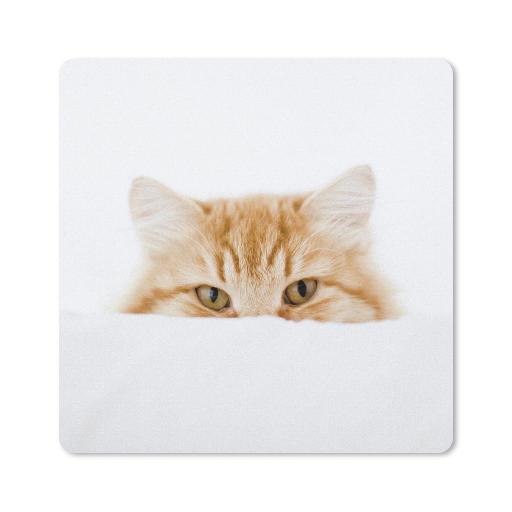 MuchoWow Mauspad Mousepad Katze - Rot - Weiß - Mädchen - Jungen - Kind 30x30 cm - Mousepads - Maus Mat - Pad - Mausunterlage - Gaming