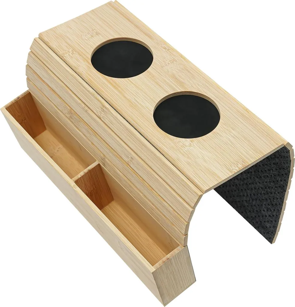 Tablette Accoudoir de Canapé Gain de Place - Plateau Bambou Pliable