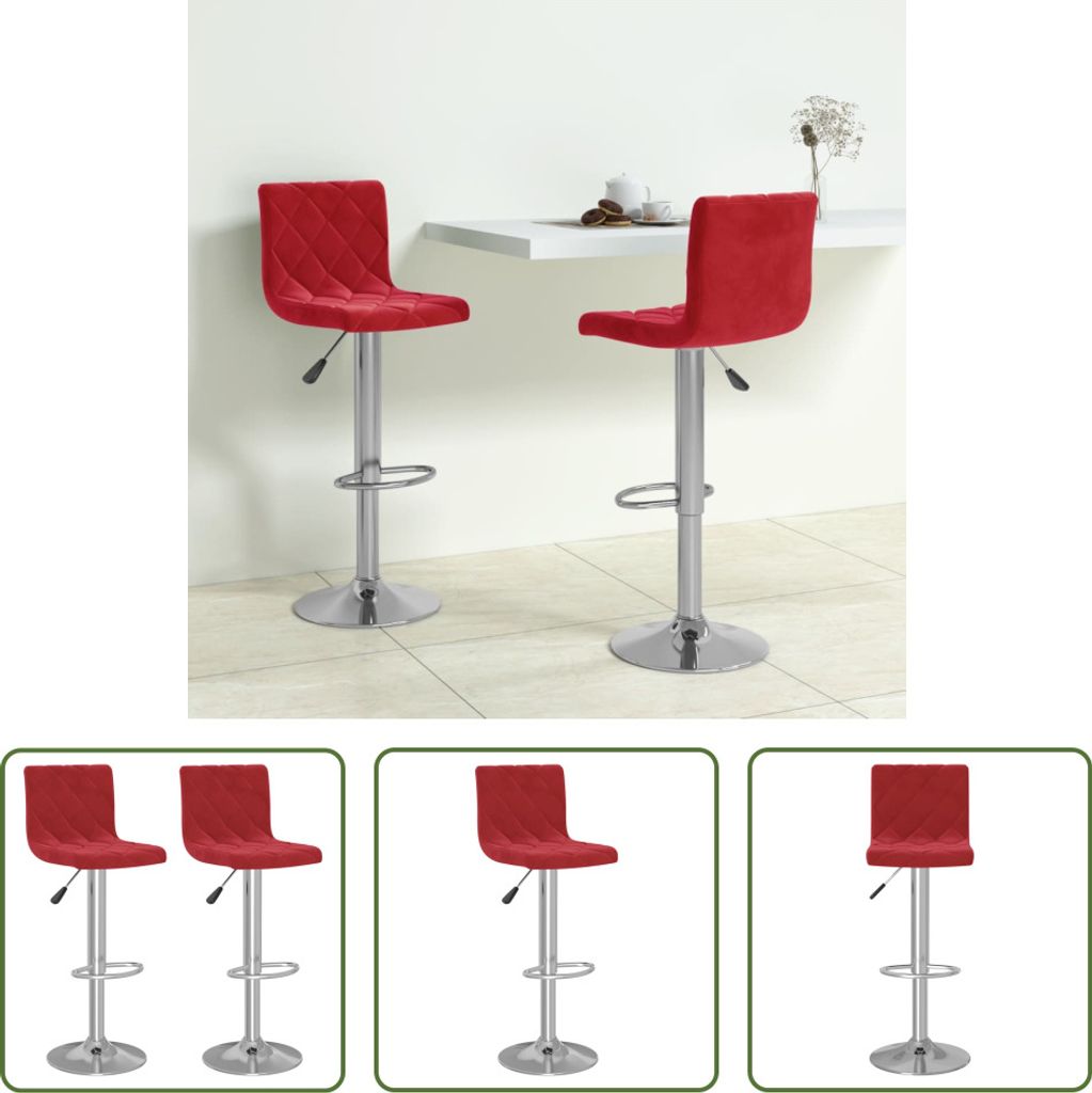 The Living Store Barhocker 2 Stk. Weinrot Samt