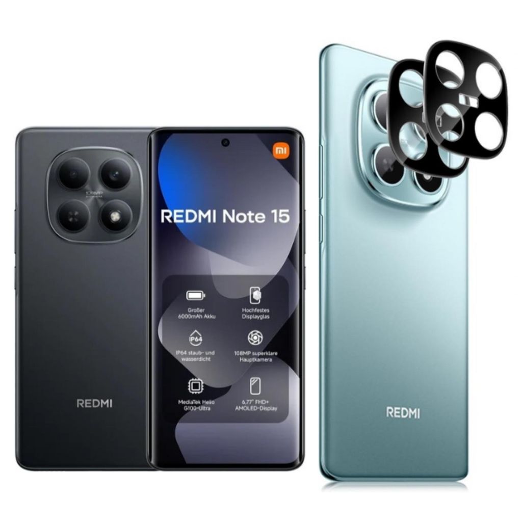CLM-Tech 2X Kameraschutz kompatibel mit Xiaomi Redmi Note 15 5G 6,77 Zoll - Kameraglas Panzerfolie Panzerglas Crystal Clear - 9H Schutz Glas krista...