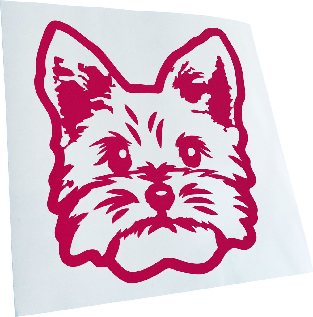 Kiwistar - Autoaufkleber - Yorkshire Terrier Hund - Pink - 60x55cm - Aufkleber für Auto, Laptop, Fahrrad, LKW, Motorrad Mehrfarbig JDM Decal Racing