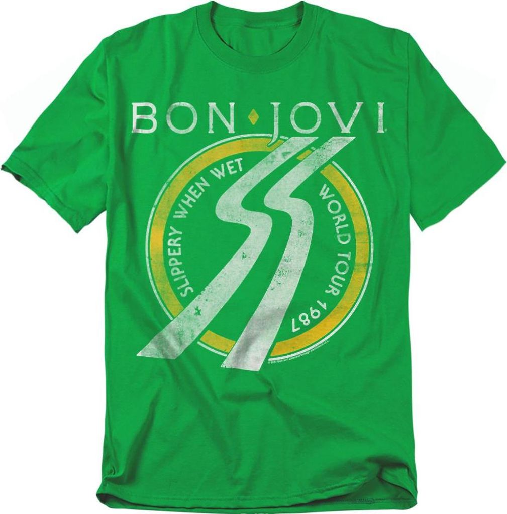 Bon Jovi - "Slippery When Wet" T-Shirt für Herren/Damen Uni TV20674 (M) (Irisches Grün)