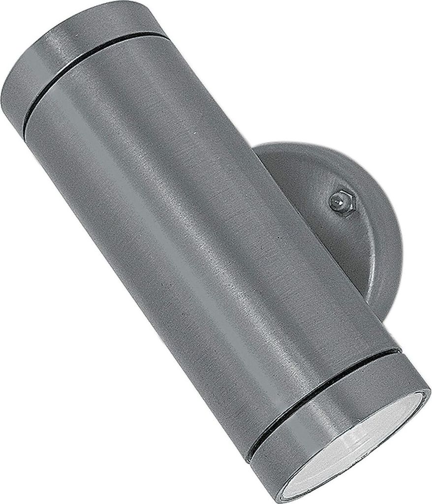 Wandleuchte außen Messing Glas GU10 IP44 16,5 cm hoch Up Down Nickel matt 2-flammig Modern