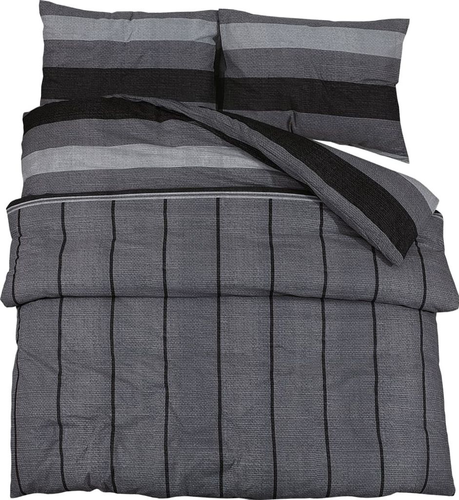 vidaXL Ensemble de literie gris foncé 200x220 cm coton Image du produit 