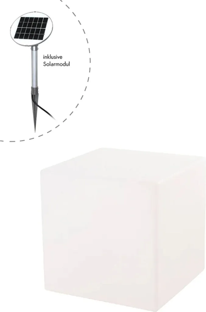 Cube Lumineux Solaire 33cm - Décoration LED Autonome pour Terrasse et Allée