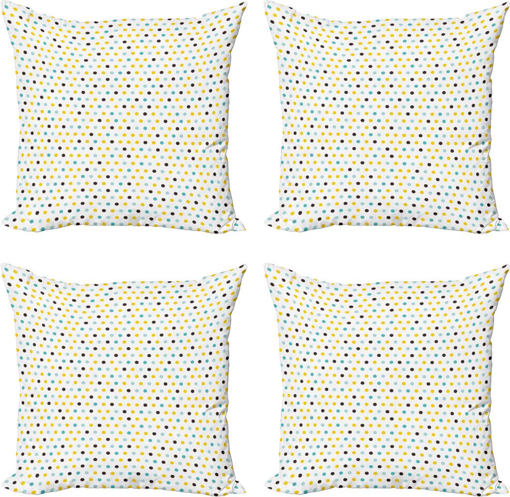 ABAKUHAUS Retro Kissenbezug Set (4 Stück), Tupfen Runden Retro, Moderner Doppelseitiger Digitaldruck, 50 cm x 50 cm, Mint Green Marigold