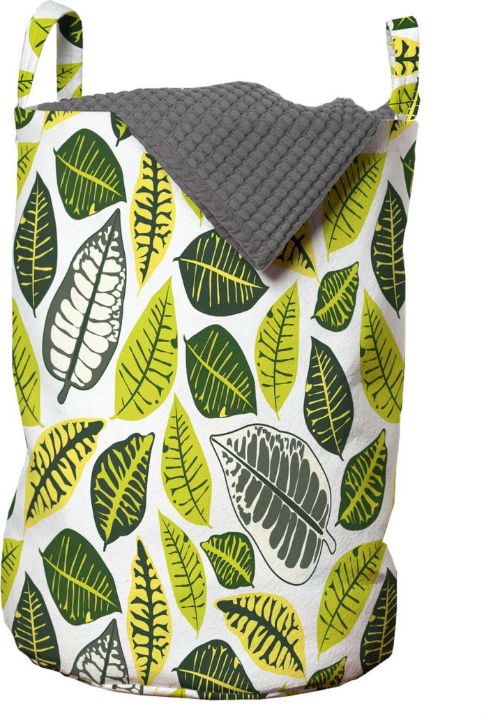 ABAKUHAUS Philodendron Wäschesack, Vivid tropische Blatt-, Wäschekorb mit Griffen Kordelzugverschluss für Waschsalons, 33 cm breit x 49 cm hoch,...