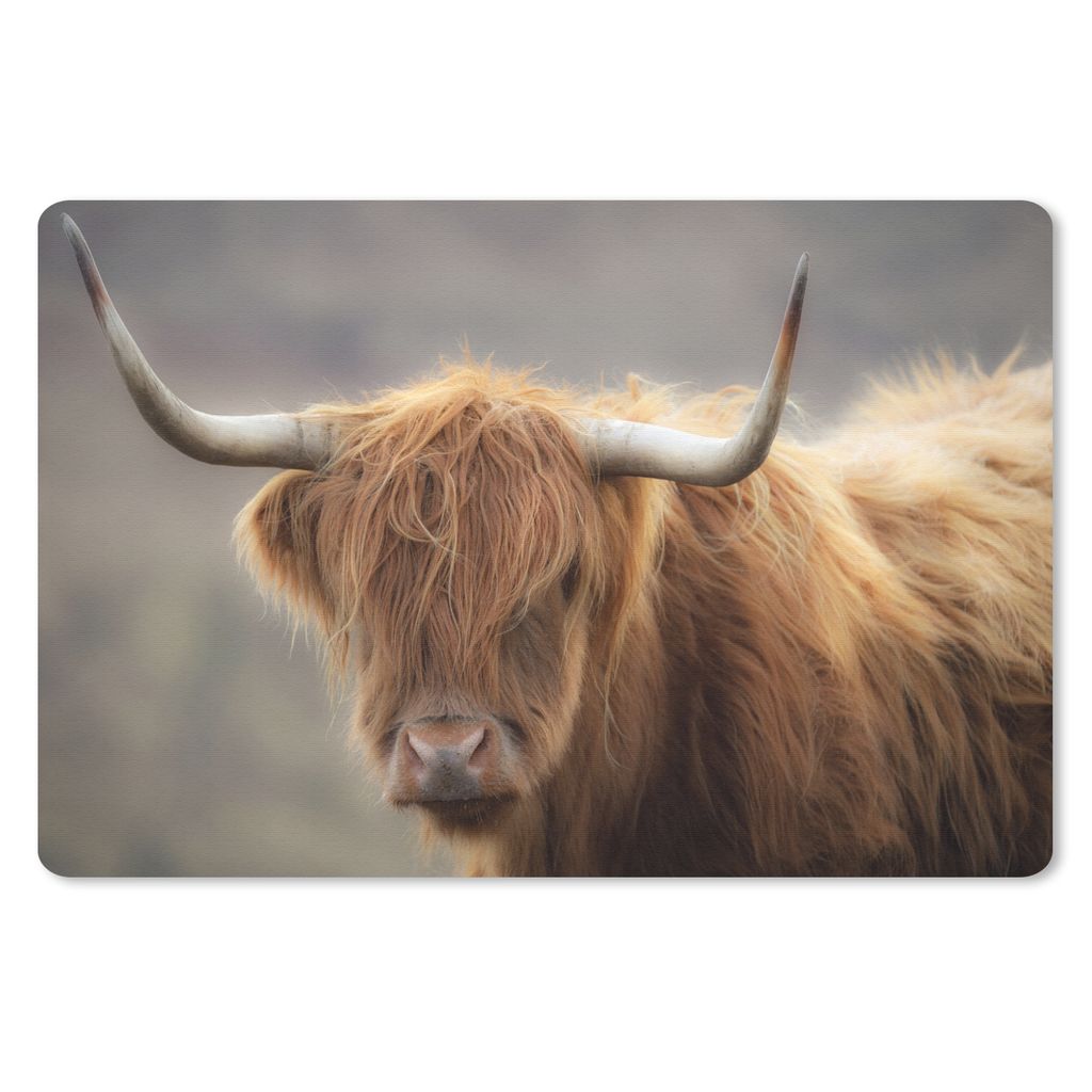 MuchoWow Mauspad Mousepad Schottischer Highlander - Hörner - Haare 27x18 cm - Mousepads - Maus Mat - Pad - Mausunterlage - Büroartikel - Desk M...