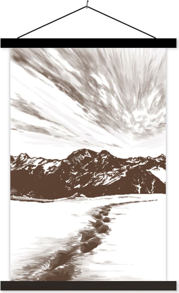 MuchoWow Textilposter Berg - Strand - Meer 120x180 cm mit schwarzem Rahmen - Fotos