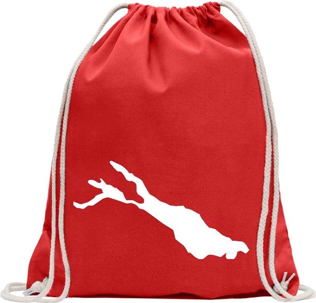 Kiwistar - Turnbeutel - rot - Bodensee - Deutschland - See - Fun Rucksack Sport Beutel Gymsack Baumwolle mit Ziehgurt