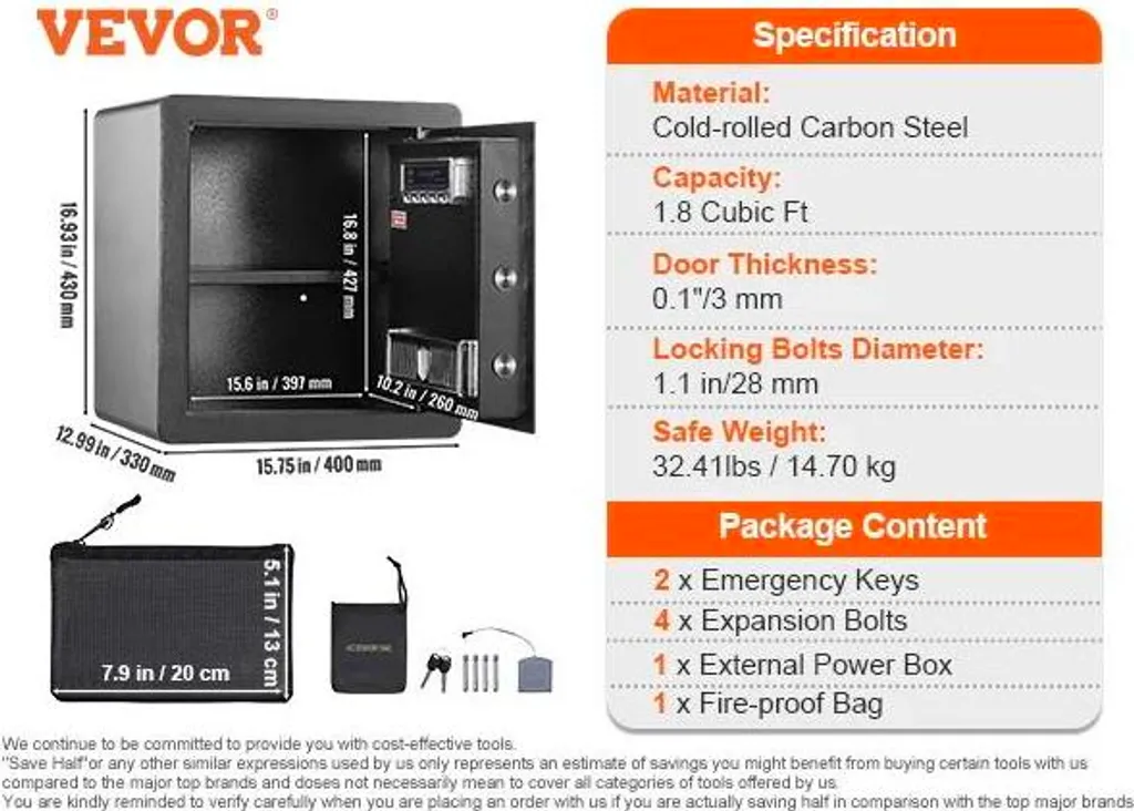 Coffre-fort à empreinte digitale 1,8 pied cube avec double alarme - 2