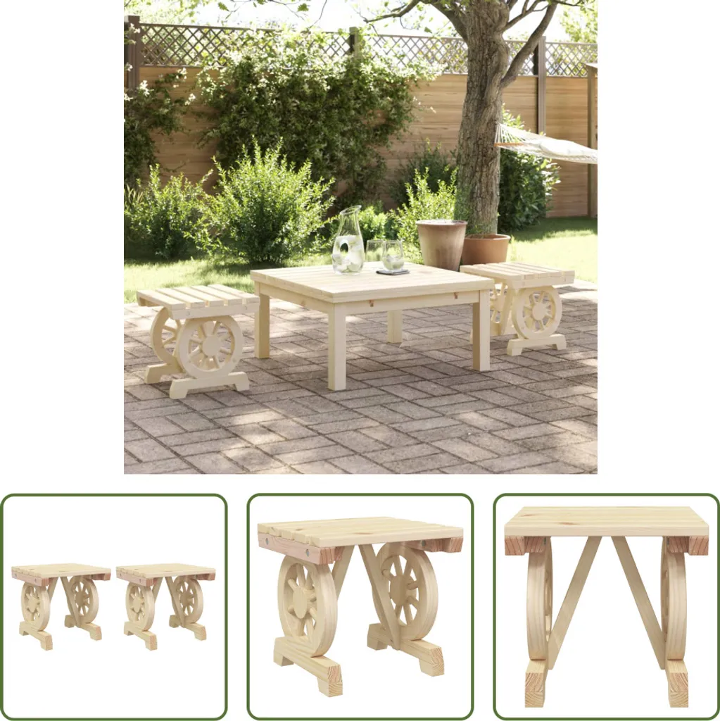 Poggiapiedi da Giardino The Living Store 2 Pz in Legno di Abete Massello