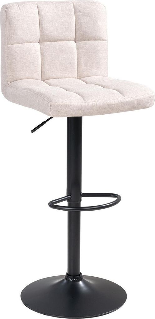 Barhocker - Beige - Schwarz - Webstoffbezug - Metallgestell - höhenverstellbar