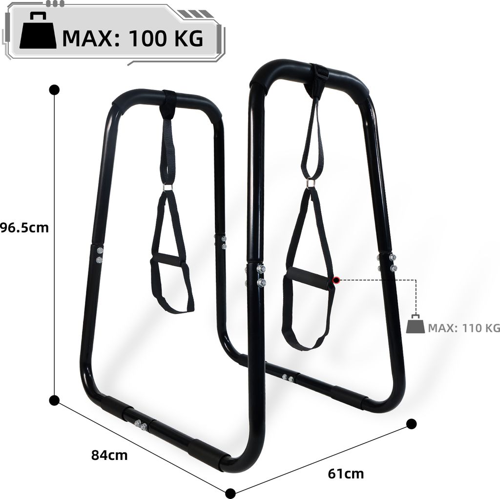 FUNJEPE Verstelbare Dip Bars Station Pull Up Bars Heavy Duty Staal Parallelle Push Up Stand, Dip Station voor Thuis Gym Krachttraining Workout Fitness Oefenapparatuur