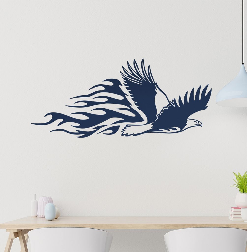 Flammen Adler Wandtattoo in 6 Größen - Wandaufkleber Wall Sticker - Dekoration, Küche, Wohnzimmer, Schlafzimmer, Badezimmer