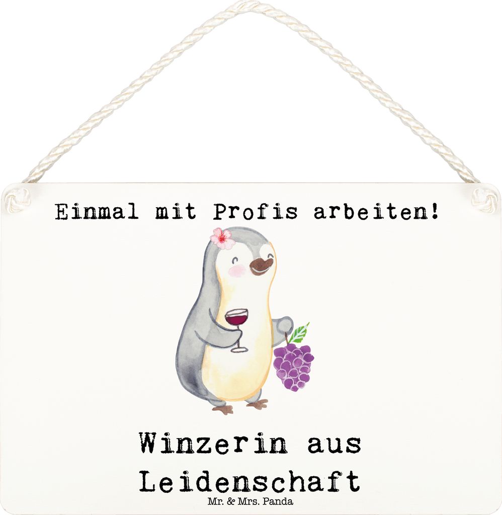 Mr. & Mrs. Panda holzbild Winzerin Leidenschaft DIN A6 - Weiß - Geschenk, Schild, wandtafel, Türschild, Wandbild Holz, kleine aufmerksamkeit