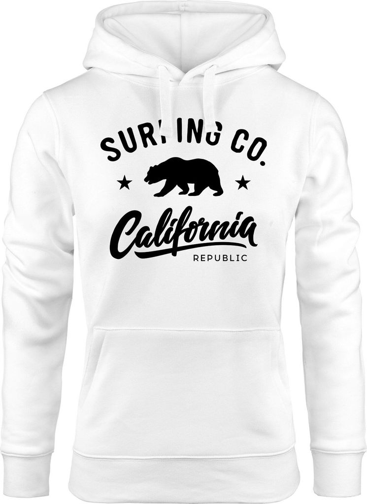 Hoodie Damen California Republic Bear Bär Sommer Surfing Kapuzen-Pullover Neverless weiß XS