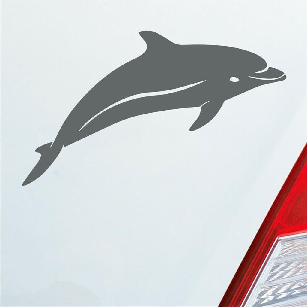 Auto Aufkleber Delphin Delfin Fisch Tier Tuning 12x7 cm Grau Sticker Heckscheibenaufkleber