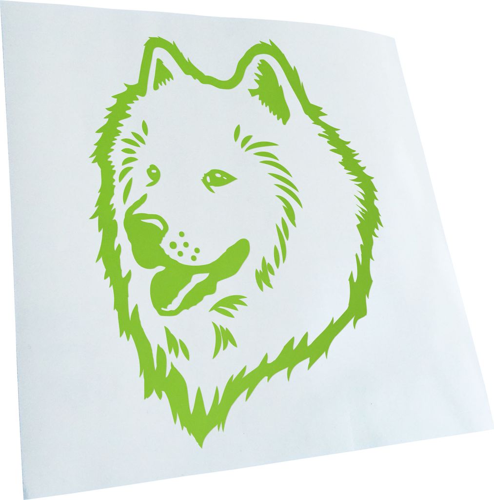 Kiwistar - Autoaufkleber - American Eskimo dog Hund - Lindgrün - 50x38cm - Aufkleber für Auto, Laptop, Fahrrad, LKW, Motorrad mehrfarbig JDM Deca...