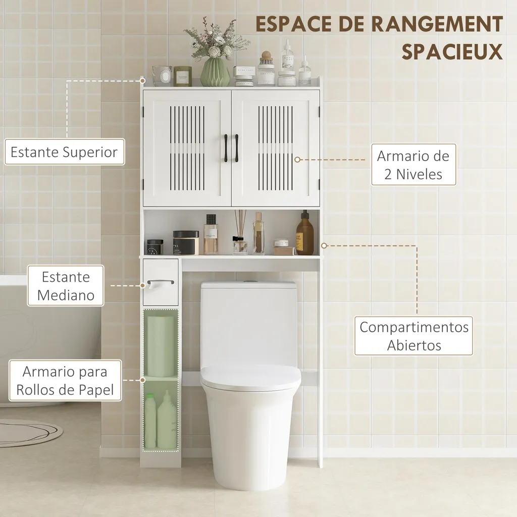 Étagère blanche moderne avec plateaux ajustables et structure robuste - 3