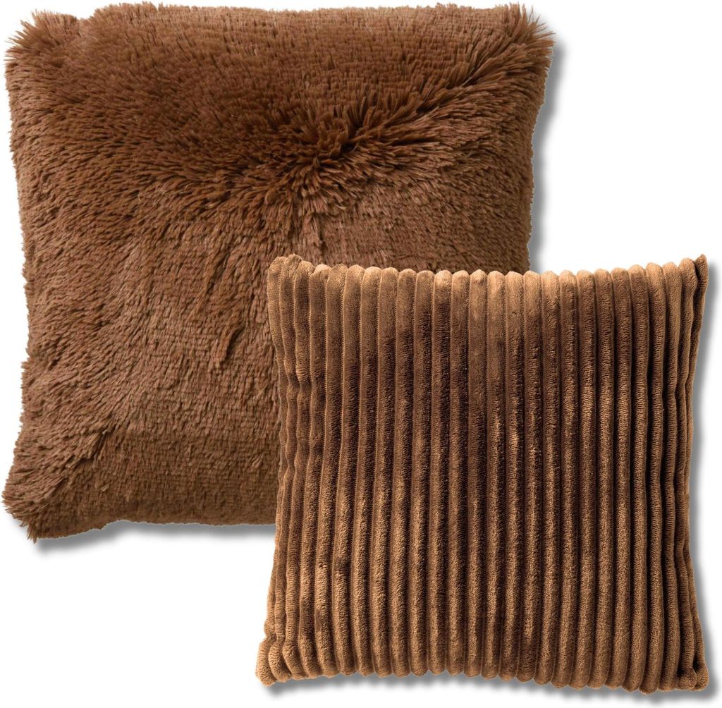 Dutch Decor Dekokissen-Set Cosy Layers 45x45 cm Braun