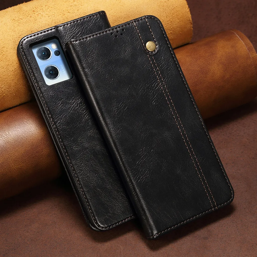 Custodia da Viaggio OPPO Reno7 SE 5G Flip Pelle - Nero Anti-Graffio Stand - 2