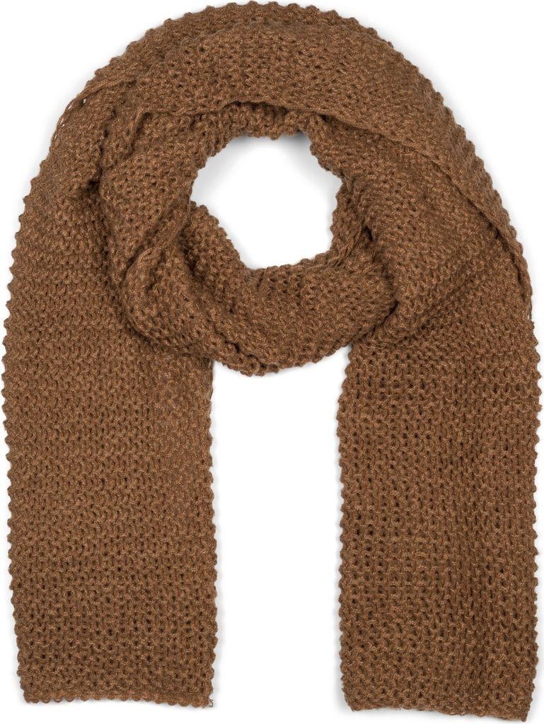 styleBREAKER Damen langer Strick Schal mit Wellen Strickmuster, warmer Winter Strickschal Einfarbig 01018168