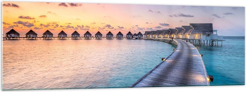 Bilder auf glas - Malediven Meer - 160x50cm - Glasbilder - Wandbilder - Kunstdruck - zum Aufhängen bereit - Wanddekoration aus Glas - Glas Bilder ...