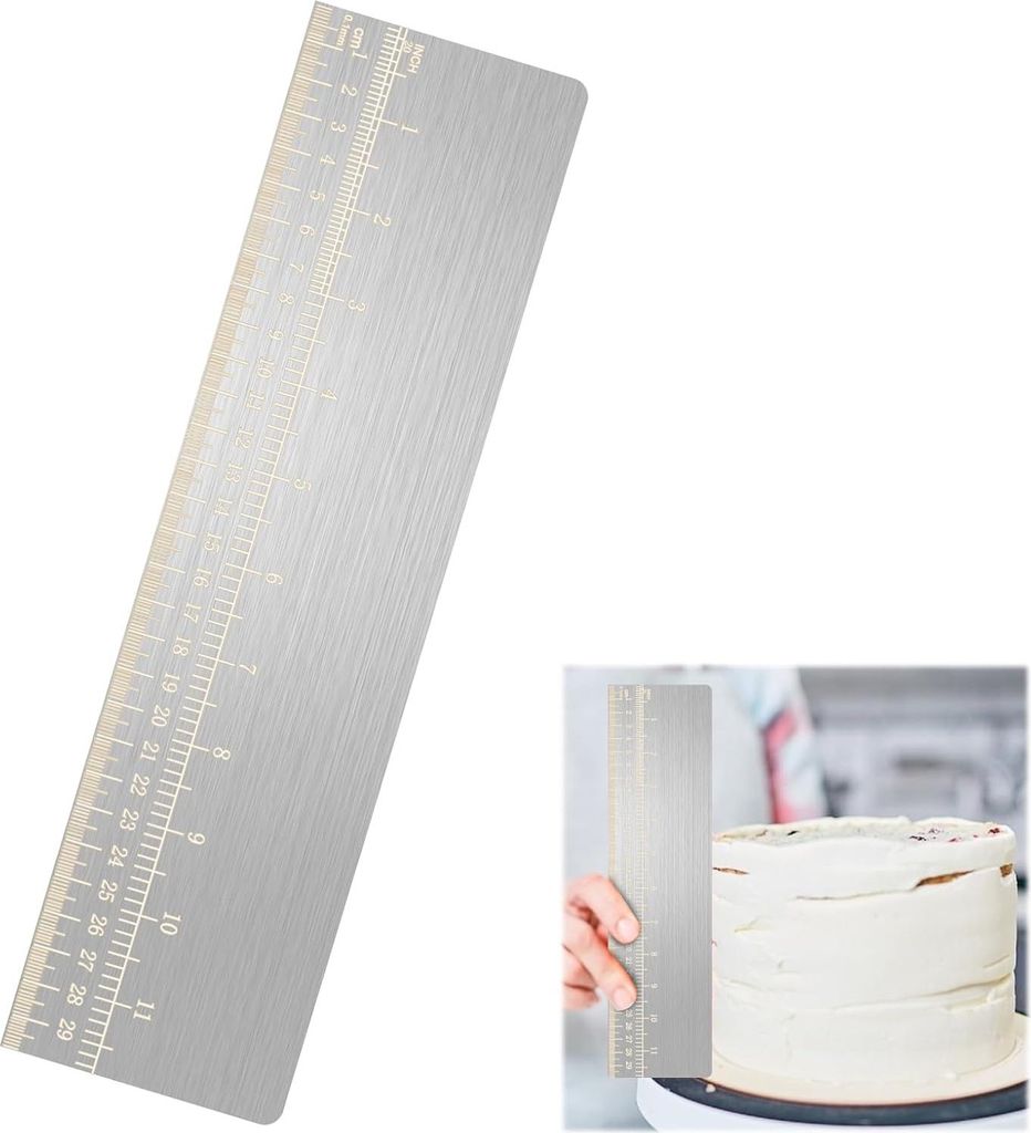 Edelstahl Bäckereigerät 30 cm - Tortenpalette mit Skala und Seitenschaber - Dekorieren Glasur Buttercreme - Mousse Kuchen Glätter