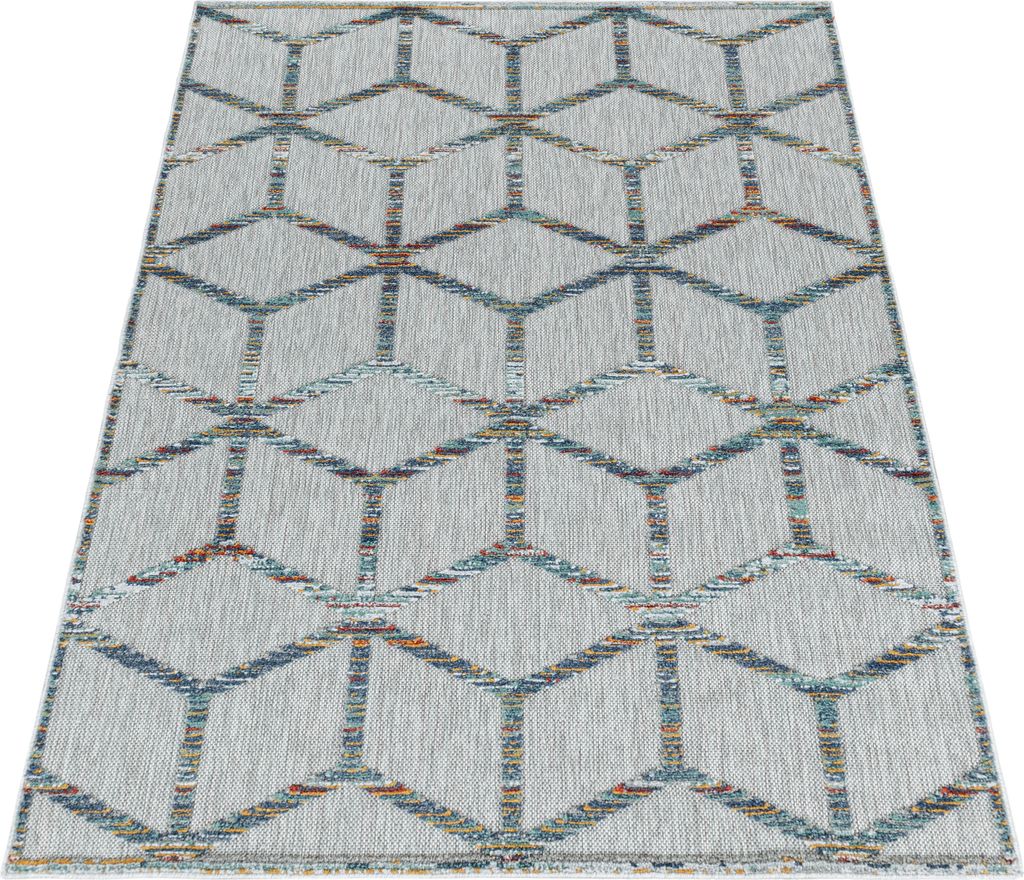 Teppich Läufer Wetterfest Multicolor 80x250 Skandinavisches Design aus Polypropylen