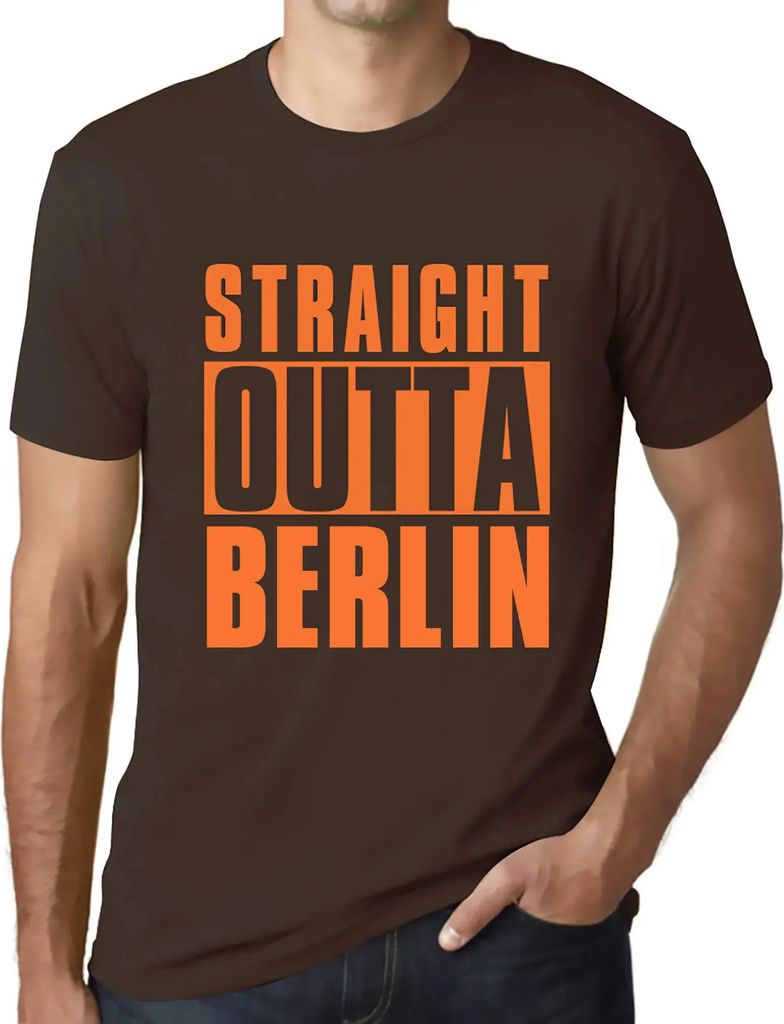 Herren Grafik T-Shirt Straight Outta Berlin Öko-Verantwortlich Vintage Jahrgang Kurzarm Lustige Druck Geburtstag Geschenk Mann