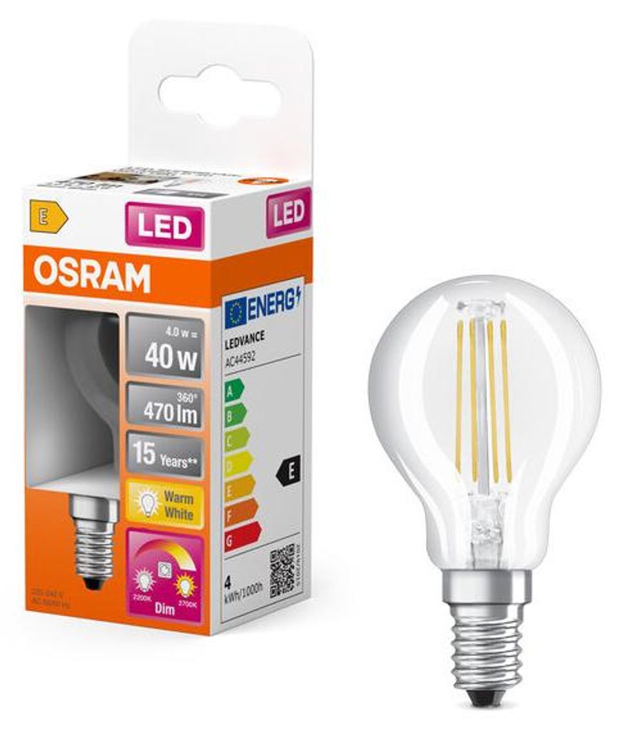 Ampoule Led Transparente Classic E14 4w 470 Lm Blanc Chaud Image du produit 