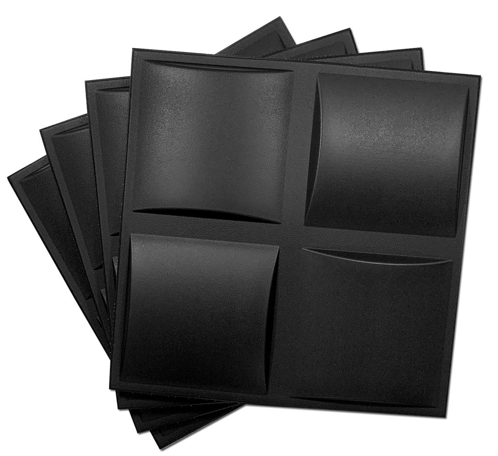 DECCART | 3D Deckenpaneele & Wandpaneele | SET 32x 50x50cm | 8 m² Dekorative Schaumstoff-Kasetondecken | Schwarz