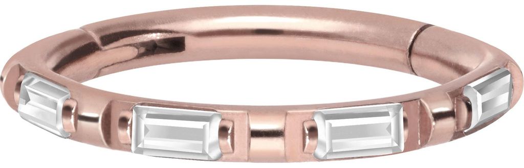 Ohrpiercing, Nasenpiercing, Septum Piercing Chirurgenstahl Segmentring Clicker RECHTECKIGE KRISTALLE RoséGold Innendurchmesser: 8 mm