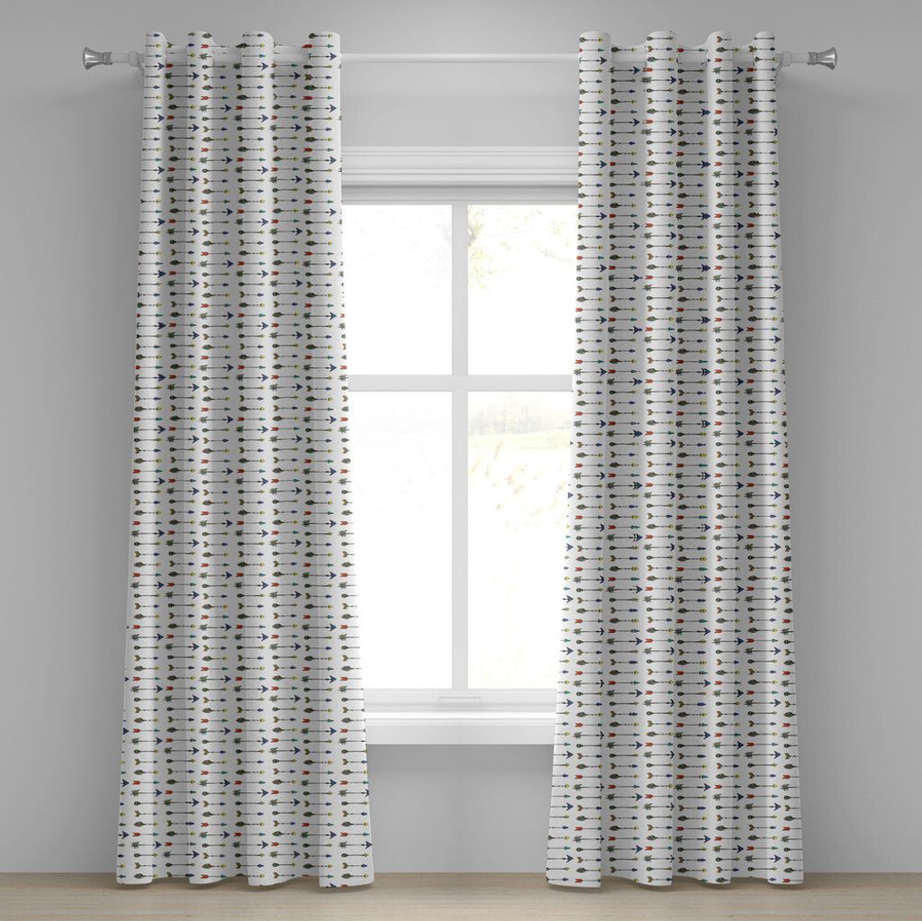 ABAKUHAUS Pfeil Ösenvorhang, Buntes Ethnisches Altes Ostpfeil Traditionelles Stammes Waffen Kulturelles Design, Dekorative 2-Panel-Fenstervorhäng...