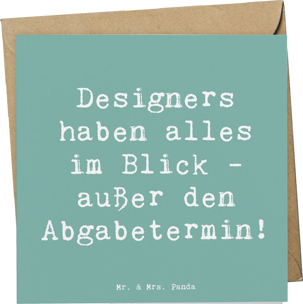 Mr. & Mrs. Panda Grußkarte Spruch Designer Überblick - Meeresbrise - Geschenk, Schwächen, anlasskarte, Humor, Beruf, Klappkarte, handgefertigte ...