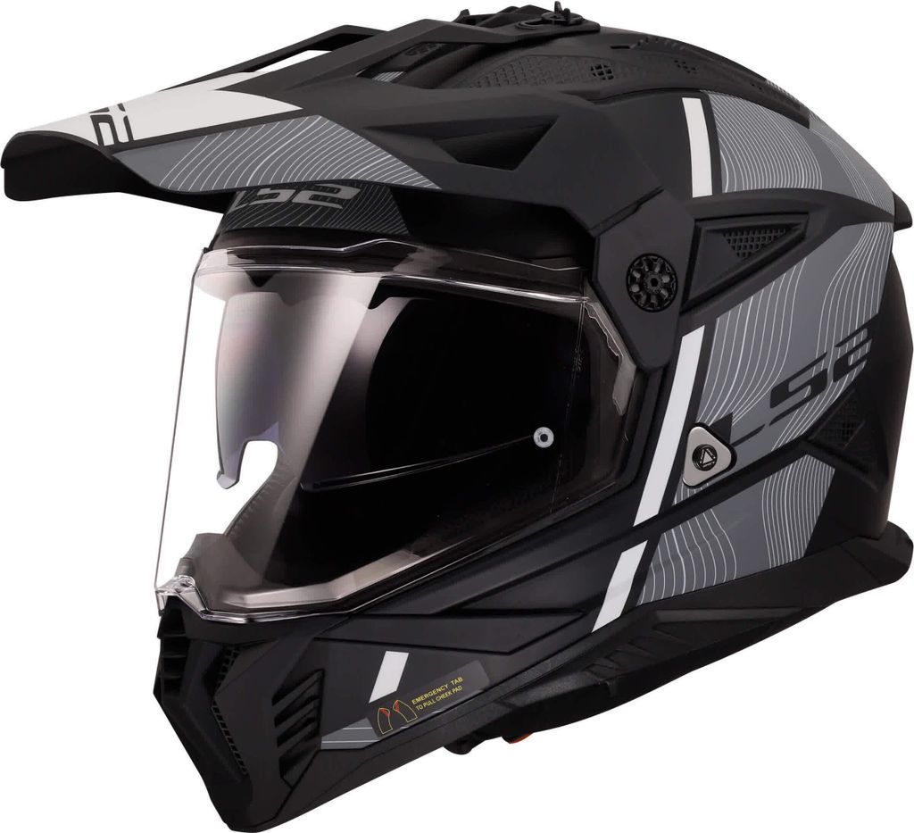 Enduro Helm LS2 MX702 PIONEER II Hill Matt Schwarz Weiß größe 3XL