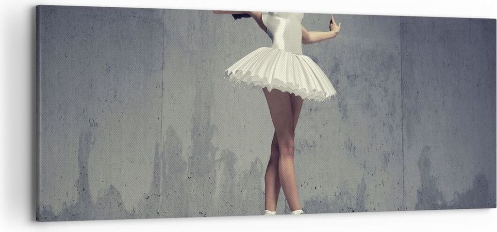 Bild auf Leinwand - Leinwandbild - Einteilig - Ballerina Weiß Wand - 120x50cm - Wand Bild - Wanddeko - Wandbilder - Leinwanddruck - Bilder - Wandd...