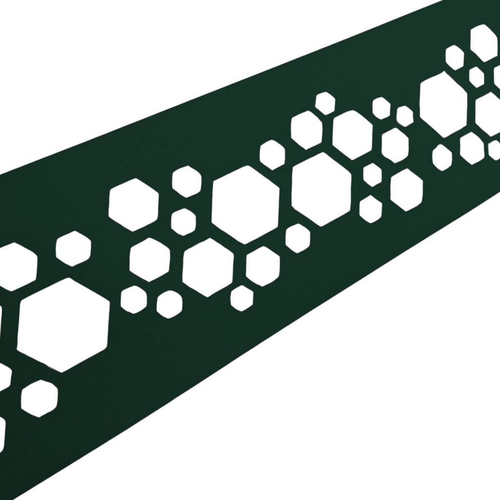 zaun|zu PREMIUM Nachbildung Hexagon: Sichtschutzstreifen mit Lasermuster für Doppelstabzaun Grün 2,55m