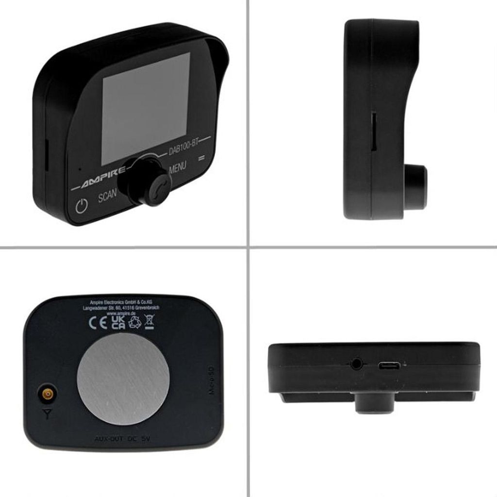 AMPIRE DAB100-BT | DAB+ Receiver mit BT-Freisprecheinrichtung inklusive DAB+ Antenne