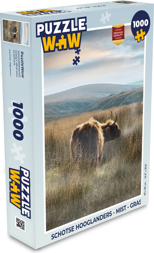 MuchoWow Puzzle 1000 Teile Schottische Highlander - Nebel - Gras - Erwachsene - Rätsel