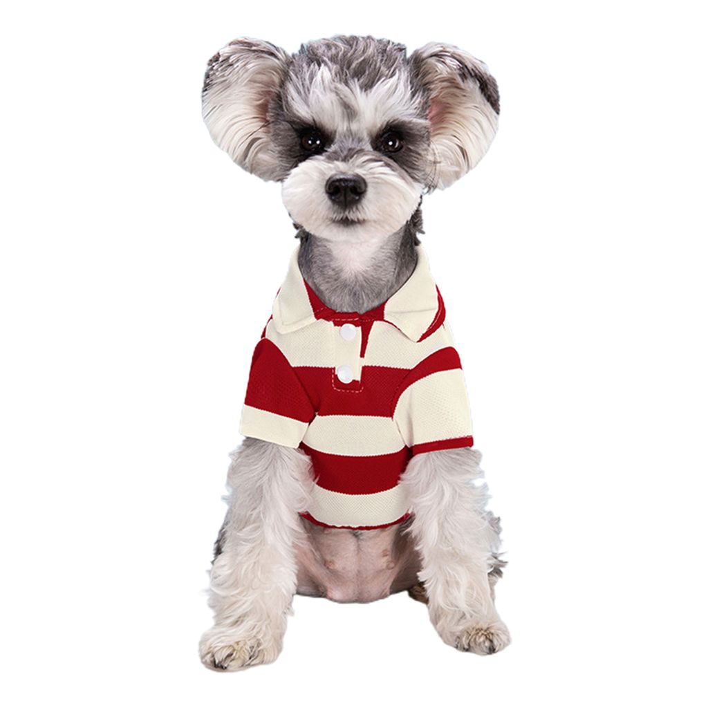 Haustierweste, kontrastfarbenes, gestreiftes Hunde-T-Shirt, weiche, atmungsaktive Sommer-Hundekleidung für Bichon, Pudel, Chihuahua